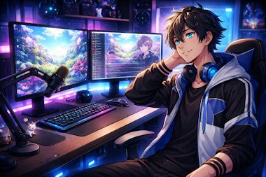 vTuber with dual monitors
